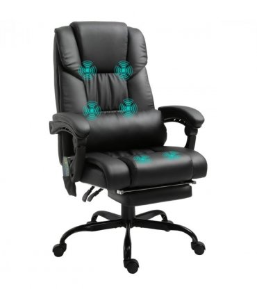 6-Point PU Leather Massage Racing Chair Electric Padded Angle Adjustable Remote