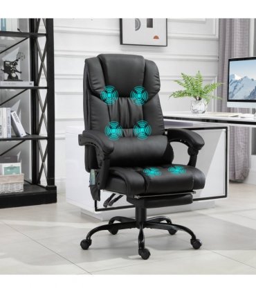 6-Point PU Leather Massage Racing Chair Electric Padded Angle Adjustable Remote