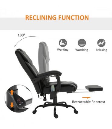 6-Point PU Leather Massage Racing Chair Electric Padded Angle Adjustable Remote