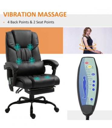 6-Point PU Leather Massage Racing Chair Electric Padded Angle Adjustable Remote