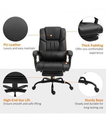 6-Point PU Leather Massage Racing Chair Electric Padded Angle Adjustable Remote