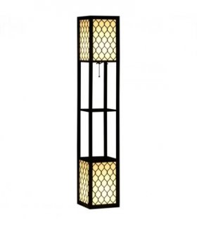 Floor Lamp Black MDF 61L x 61W x 15Dcm Modern Standing Lamps with Shelves