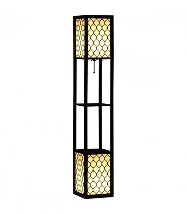 Floor Lamp Black MDF 61L x 61W x 15Dcm Modern Standing Lamps with Shelves