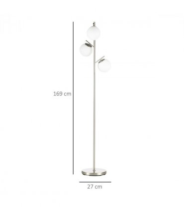 Modern Floor Lamp for Living Room Bedroom, 3 Light Tree Standing Lamp, Silver