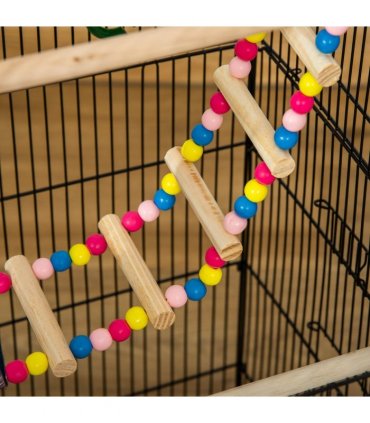 Metal Bird Cage for Budgies, Finches w/ Accessories, Toys, Tray, Handle - Black
