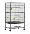 Bird Cage Aviary for Budgies Canaries w/ Rolling Stand Slide-Out Tray, Grey