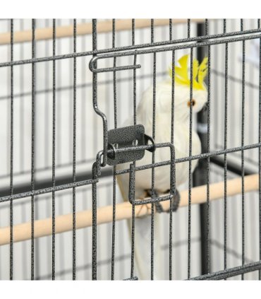 Bird Cage Aviary for Budgies Canaries w/ Rolling Stand Slide-Out Tray, Grey