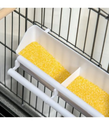 Bird Cage Aviary for Budgies Canaries w/ Rolling Stand Slide-Out Tray, Grey