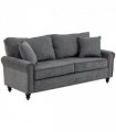 2 Seater Sofas Fabric Sofa with Nailhead Trim Cushions and Throw Pillows Grey