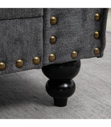 2 Seater Sofas Fabric Sofa with Nailhead Trim Cushions and Throw Pillows Grey