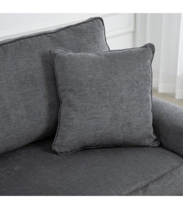 2 Seater Sofas Fabric Sofa with Nailhead Trim Cushions and Throw Pillows Grey