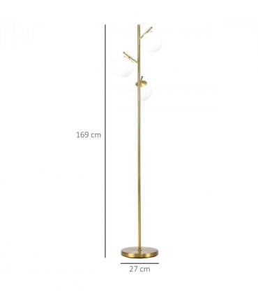 Floor Lamp Gold Metal 169H x 27cm Modern 3 Light Tree Standing for Living Room
