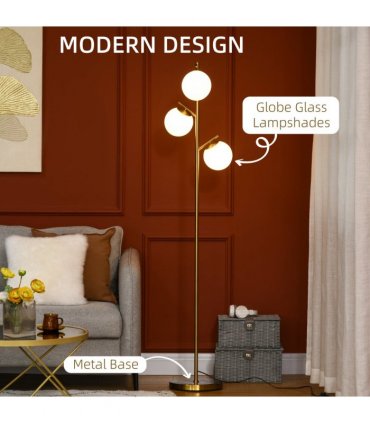 Floor Lamp Gold Metal 169H x 27cm Modern 3 Light Tree Standing for Living Room