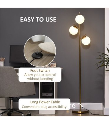 Floor Lamp Gold Metal 169H x 27cm Modern 3 Light Tree Standing for Living Room