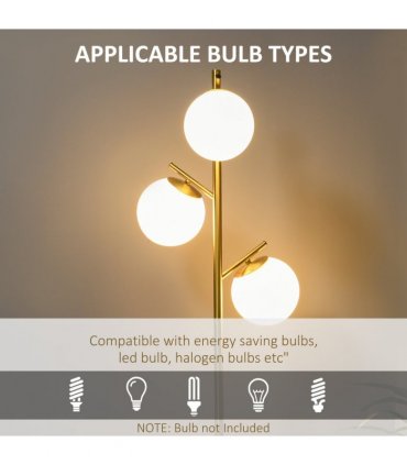 Floor Lamp Gold Metal 169H x 27cm Modern 3 Light Tree Standing for Living Room