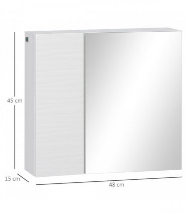 Bathroom Mirror Cabinet Wall Mount Storage Organizer w/ Adjustable Shelf White