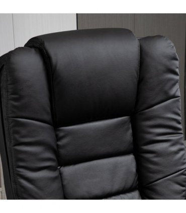 Swivel Manual Recliner and Footrest Set PU Lounge Chair Wood Base, Black