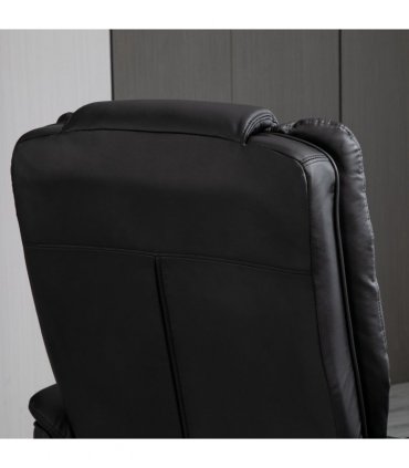 Swivel Manual Recliner and Footrest Set PU Lounge Chair Wood Base, Black