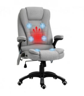 Executive Reclining Chair w/ Heating Massage Points Relaxing Headrest Grey