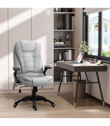 Executive Reclining Chair w/ Heating Massage Points Relaxing Headrest Grey