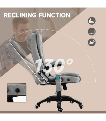 Executive Reclining Chair w/ Heating Massage Points Relaxing Headrest Grey