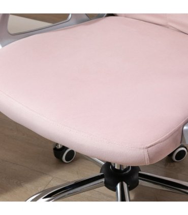 Velour Pink Office Chair Luxury Diamond Tufted Padded Ergonomic 360° Swivel