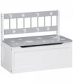 Two-In-One Wooden Toy Box, Kids Storage Bench w/ Safety Rod - Grey