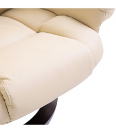 Padded PU Leather Manual Reclining Armchair Sofa Chair w/ Footstool Cream