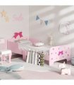 Princess-Themed Kids Toddler Bed w/ Cute Patterns, Safety Rails - Pink