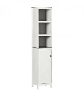 Bathroom Storage Cabinet White Tall Linen Tower Adjustable Shelf Particle Board