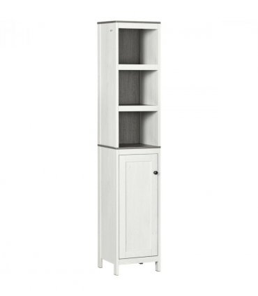 Bathroom Storage Cabinet White Tall Linen Tower Adjustable Shelf Particle Board