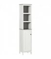 Bathroom Storage Cabinet White Tall Linen Tower Adjustable Shelf Particle Board