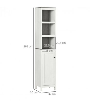 Bathroom Storage Cabinet White Tall Linen Tower Adjustable Shelf Particle Board