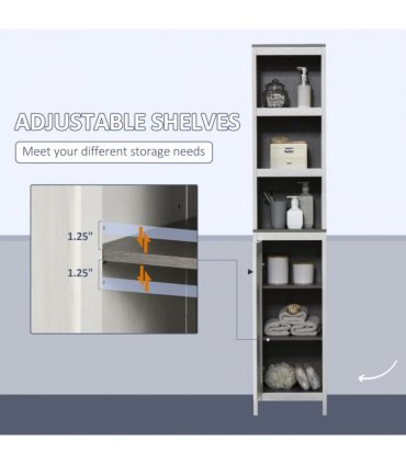 Bathroom Storage Cabinet White Tall Linen Tower Adjustable Shelf Particle Board