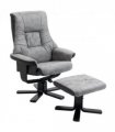Manual Recliner Sofa With Footrest 360 Swivel Sofa Armchair Faux Leather Grey