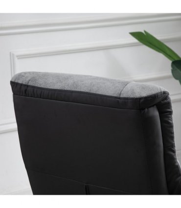 Manual Recliner Sofa With Footrest 360 Swivel Sofa Armchair Faux Leather Grey