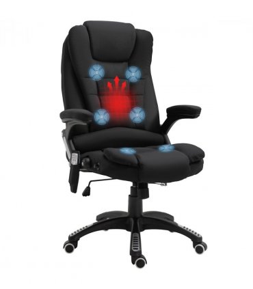 Executive Reclining Chair w/ Heating Massage Points Relaxing Headrest Black