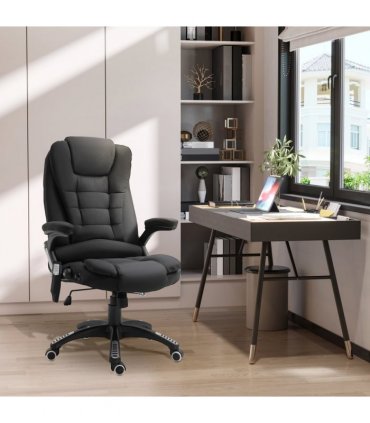 Executive Reclining Chair w/ Heating Massage Points Relaxing Headrest Black