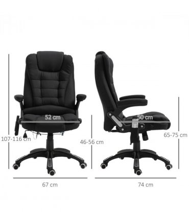 Executive Reclining Chair w/ Heating Massage Points Relaxing Headrest Black