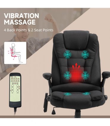 Executive Reclining Chair w/ Heating Massage Points Relaxing Headrest Black