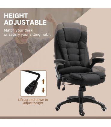 Executive Reclining Chair w/ Heating Massage Points Relaxing Headrest Black