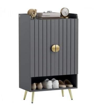 Modern Hallway Shoe Cupboard w/ Open Compartment Adjustable Shelf for Entryway