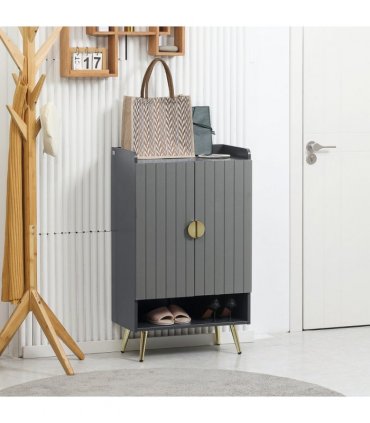 Modern Hallway Shoe Cupboard w/ Open Compartment Adjustable Shelf for Entryway