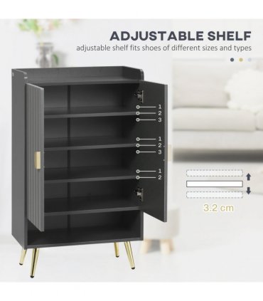 Modern Hallway Shoe Cupboard w/ Open Compartment Adjustable Shelf for Entryway