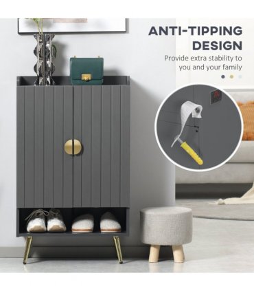 Modern Hallway Shoe Cupboard w/ Open Compartment Adjustable Shelf for Entryway