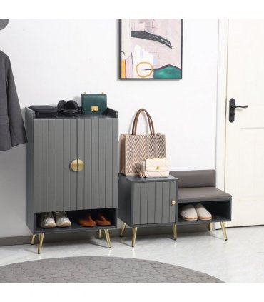 Modern Hallway Shoe Cupboard w/ Open Compartment Adjustable Shelf for Entryway