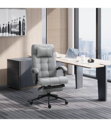 Ergonomic Office Chair Light Grey 116-124H x 66W x 76Dcm Thick Sponge Padding