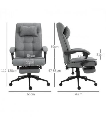 Ergonomic Office Chair Light Grey 116-124H x 66W x 76Dcm Thick Sponge Padding