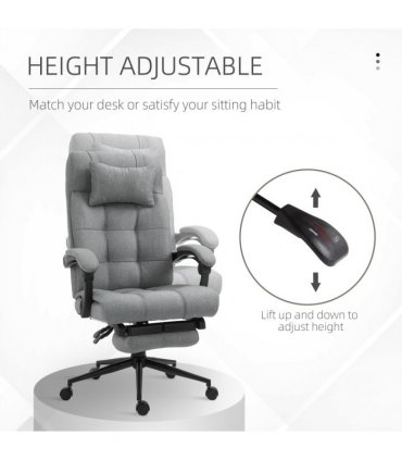 Ergonomic Office Chair Light Grey 116-124H x 66W x 76Dcm Thick Sponge Padding