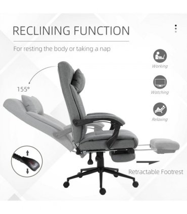 Ergonomic Office Chair Light Grey 116-124H x 66W x 76Dcm Thick Sponge Padding